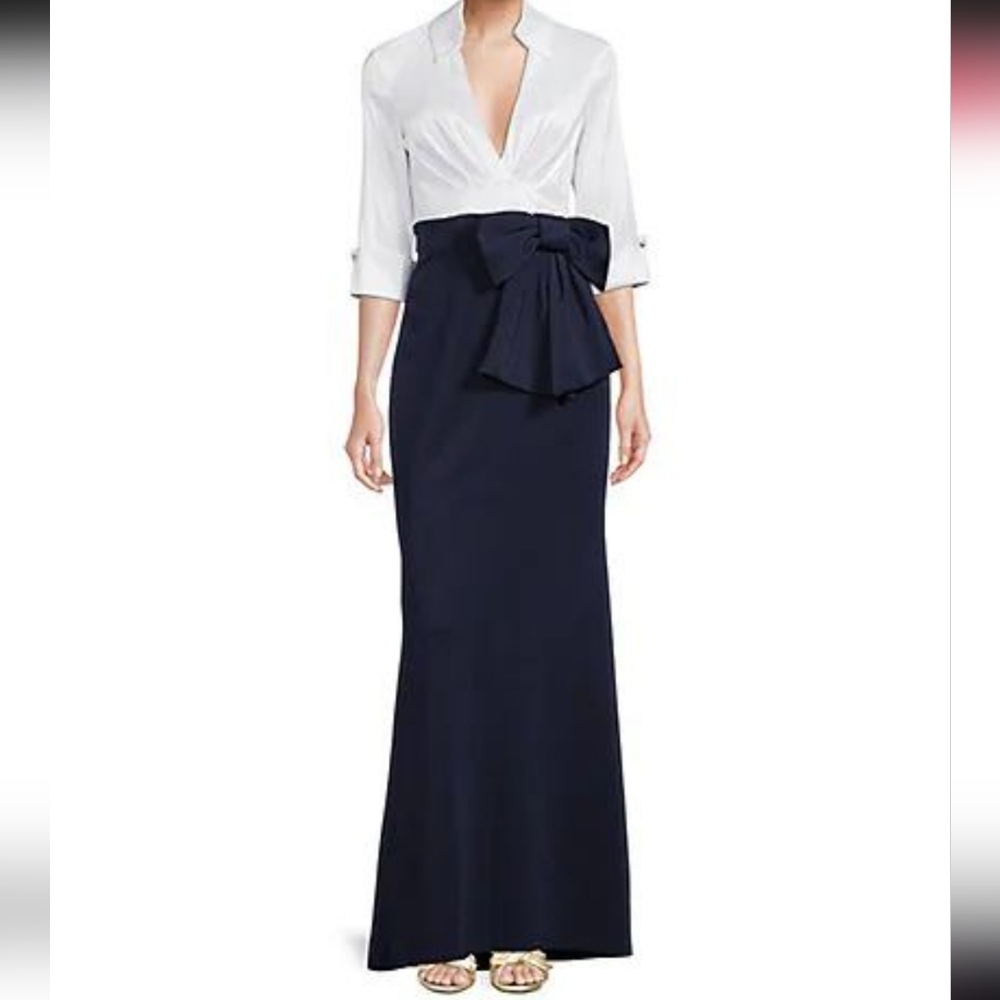 NWT - Jessica Howard White and Navy Evening Gown - Size 12